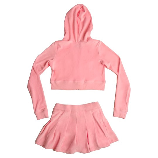 Velour skirt clearance and hoodie set